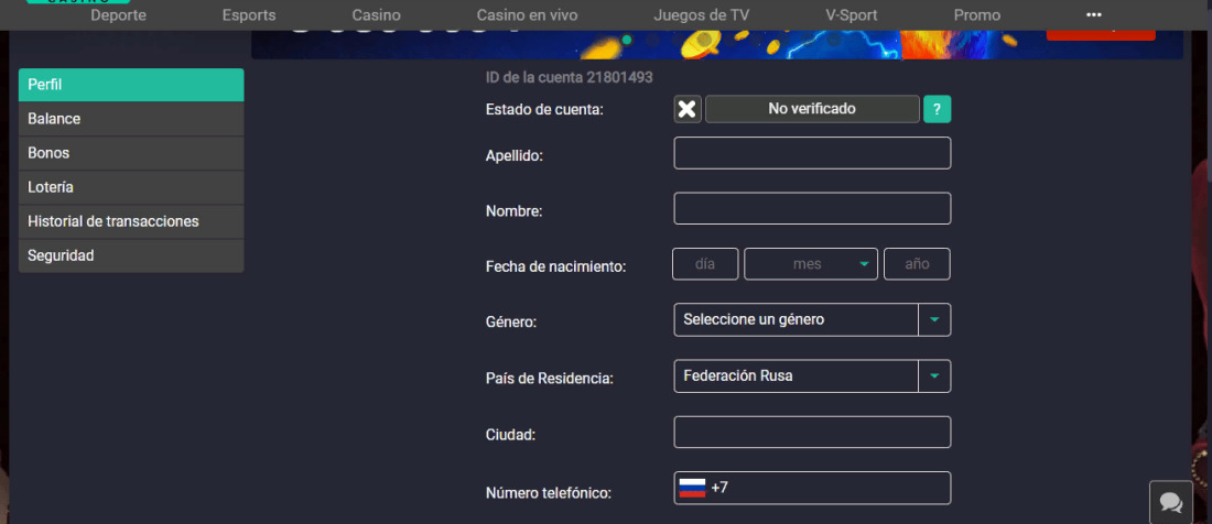 formulario de identificación