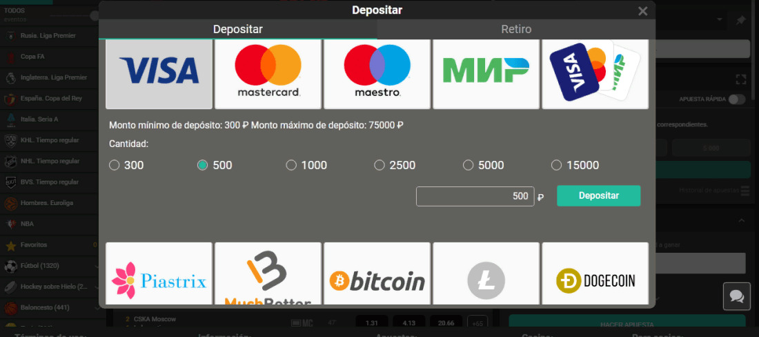 reponer el saldo en la casa de apuestas